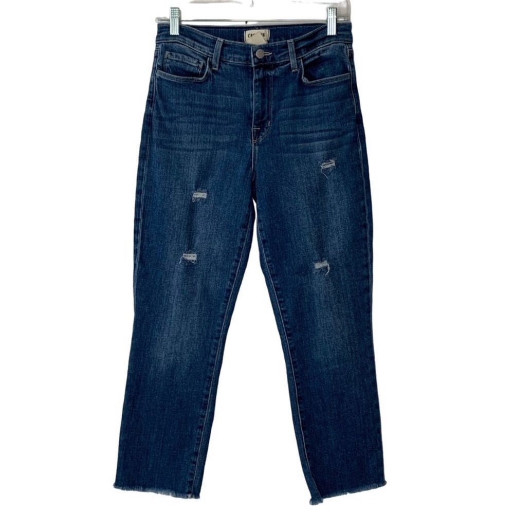 L'Agence Sada Cropped Slim High Waisted Raw Hem Jeans Women's‎ Size 27 Designer